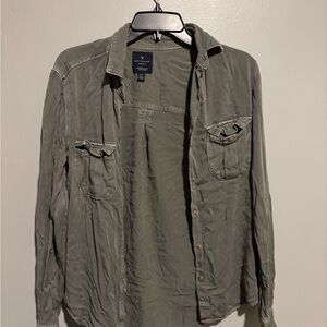 American Eagle Outfitters Olive Button-Up Shirt